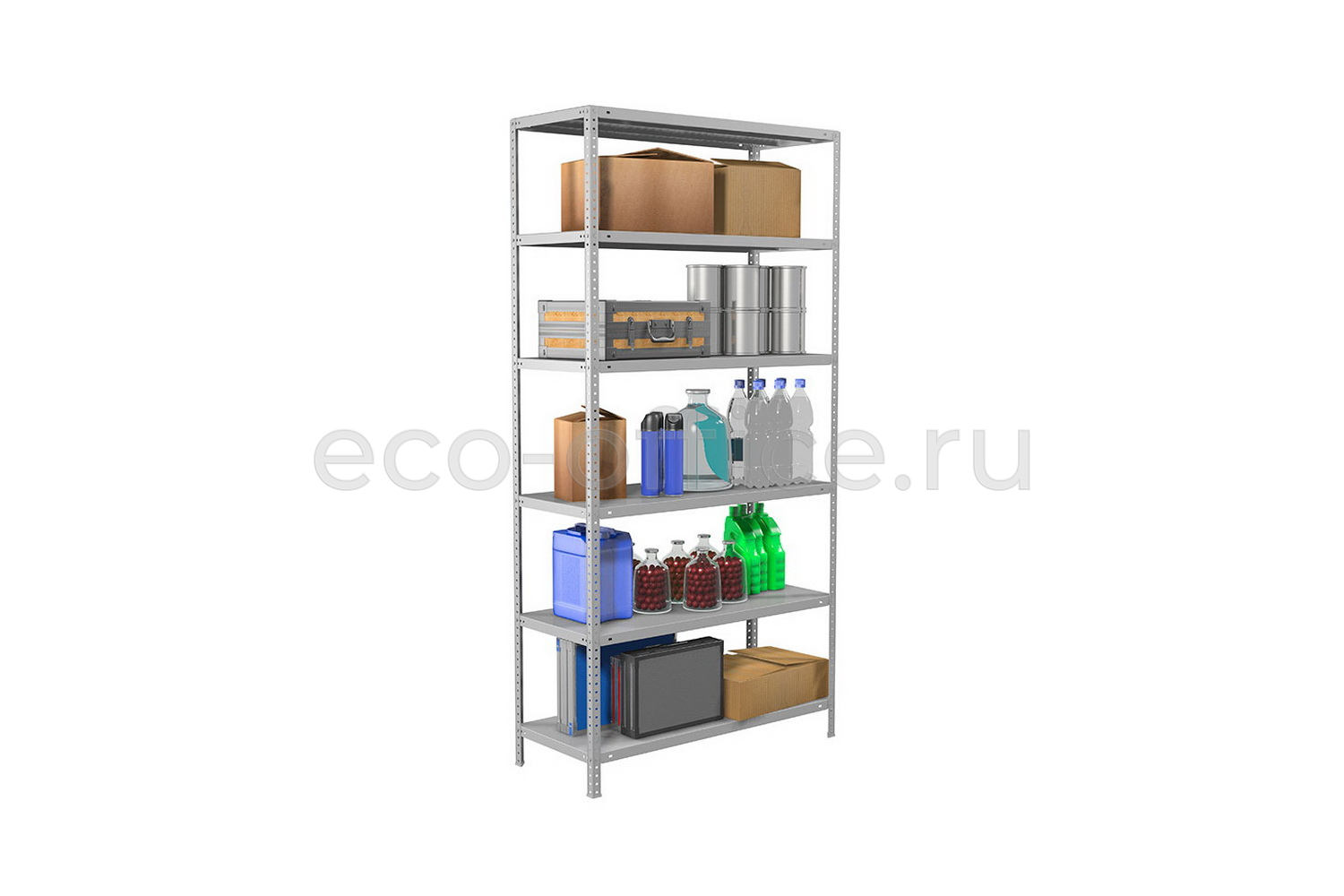 Стеллаж металлический (6 полок) MS STANDART 220/100X40/6 Серый RAL 7038  стоимость
