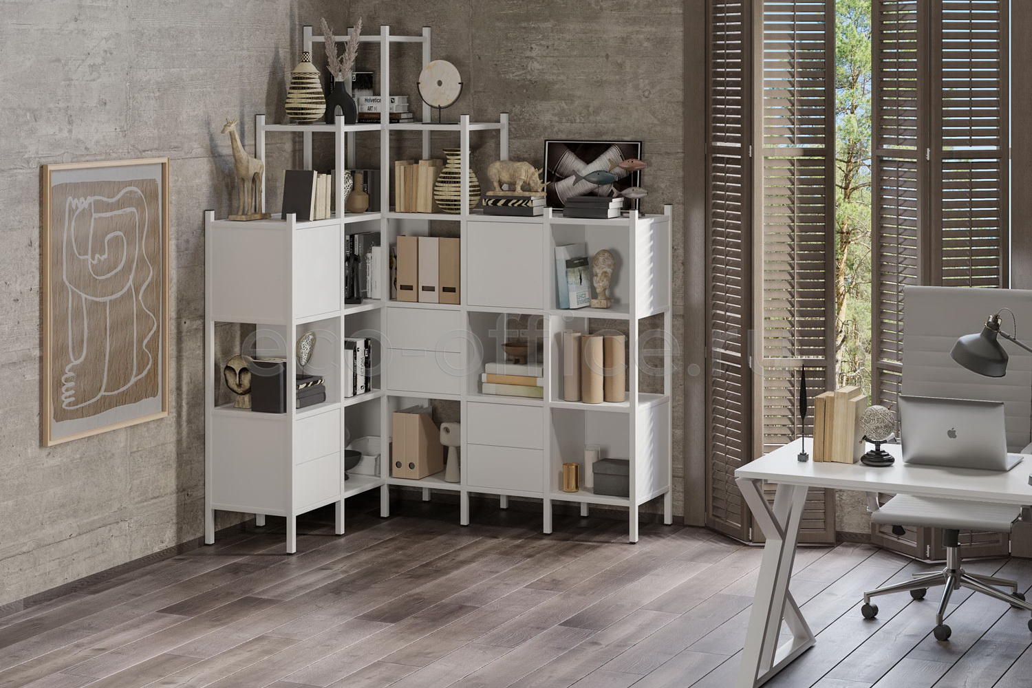 Стеллаж наборный LOFT Белый Бриллиант / Белый металл  стоимость