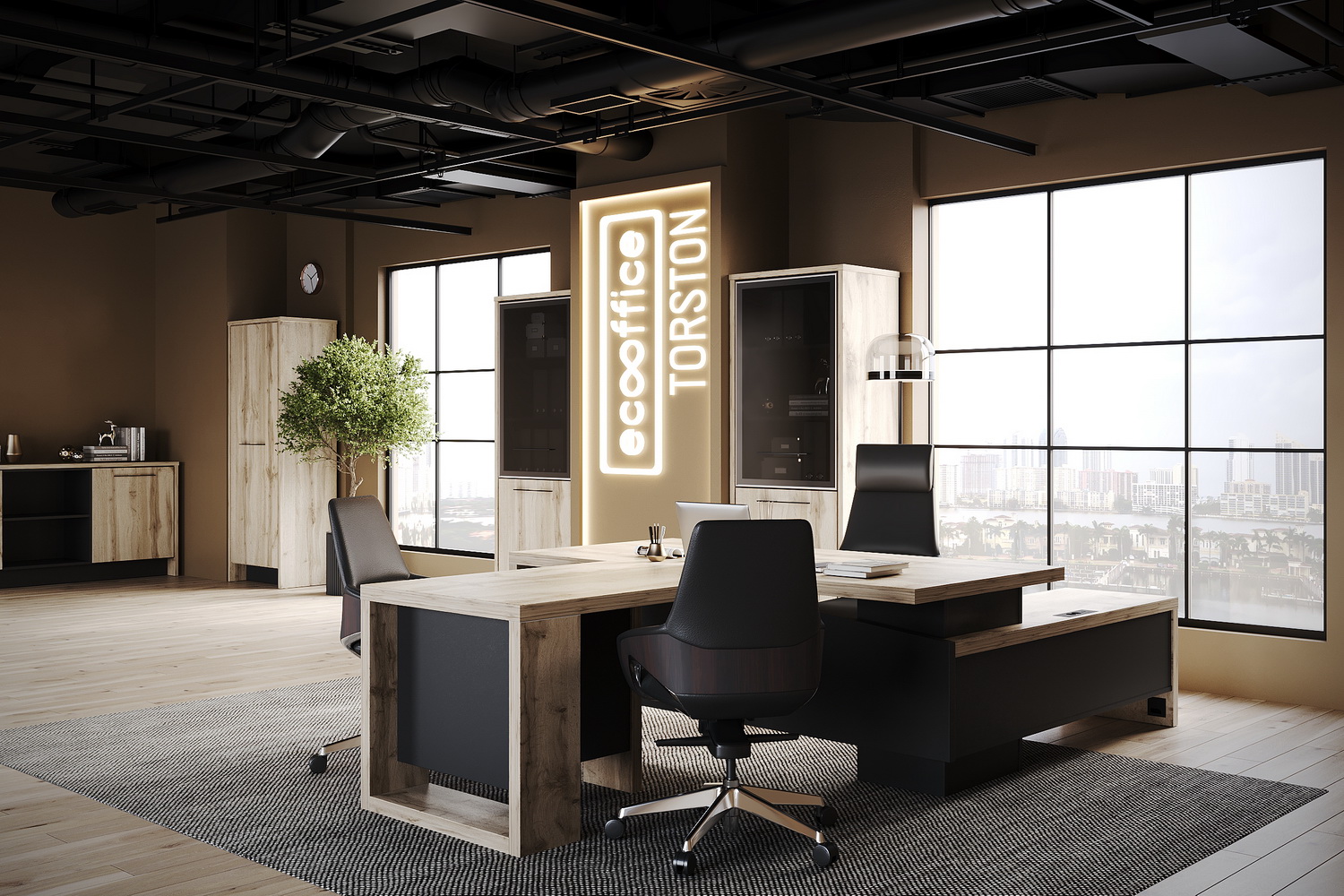 Кабинет руководителя ТОРСТОН Дуб Вотан / Антрацит  стоимость