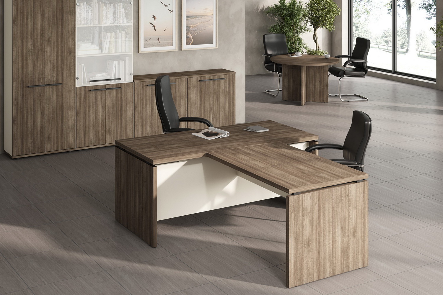 кабинет руководителя new line дуб шамони тёмный фото