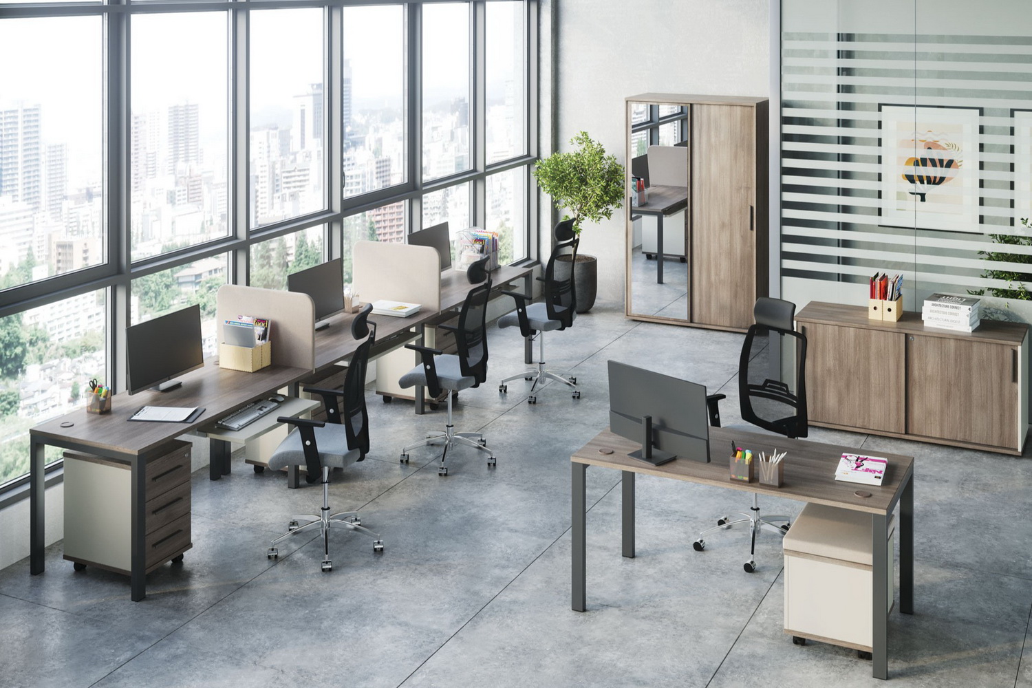 мебель для персонала new line дуб шамони тёмный фото