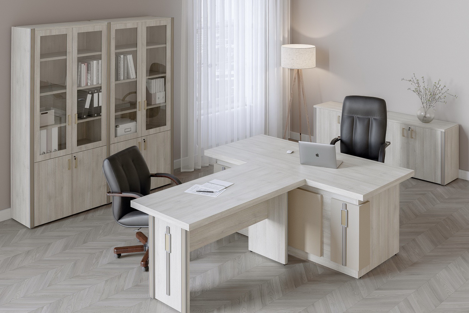 кабинет руководителя chikago дуб шамони светлый фото