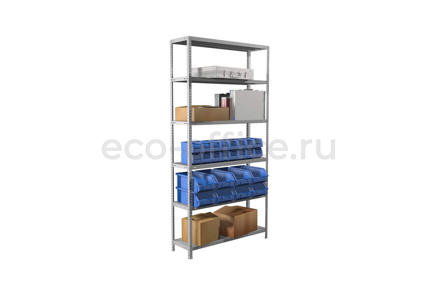 Стеллаж металлический (6 полок) MS STANDART 220/100X30/6 Серый RAL 7038  стоимость