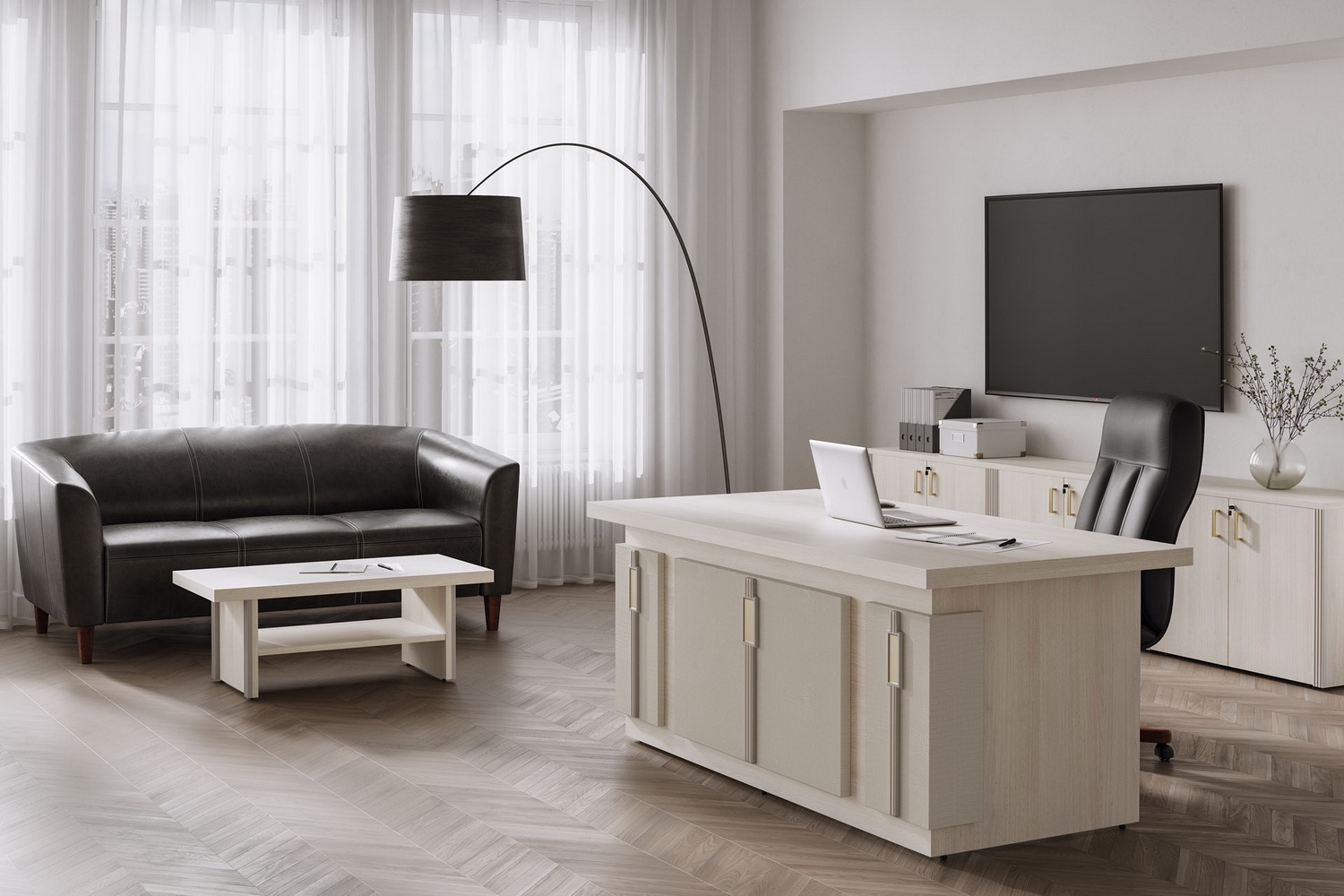 кабинет руководителя chikago дуб шамони светлый фото