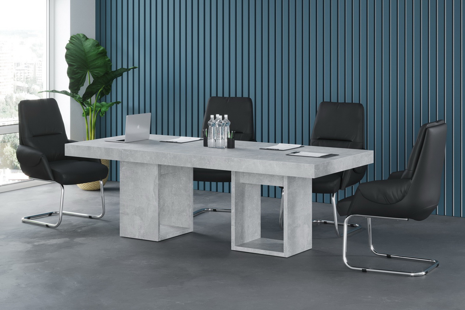 столы для переговоров b-tone сосна / бетон светлый фото