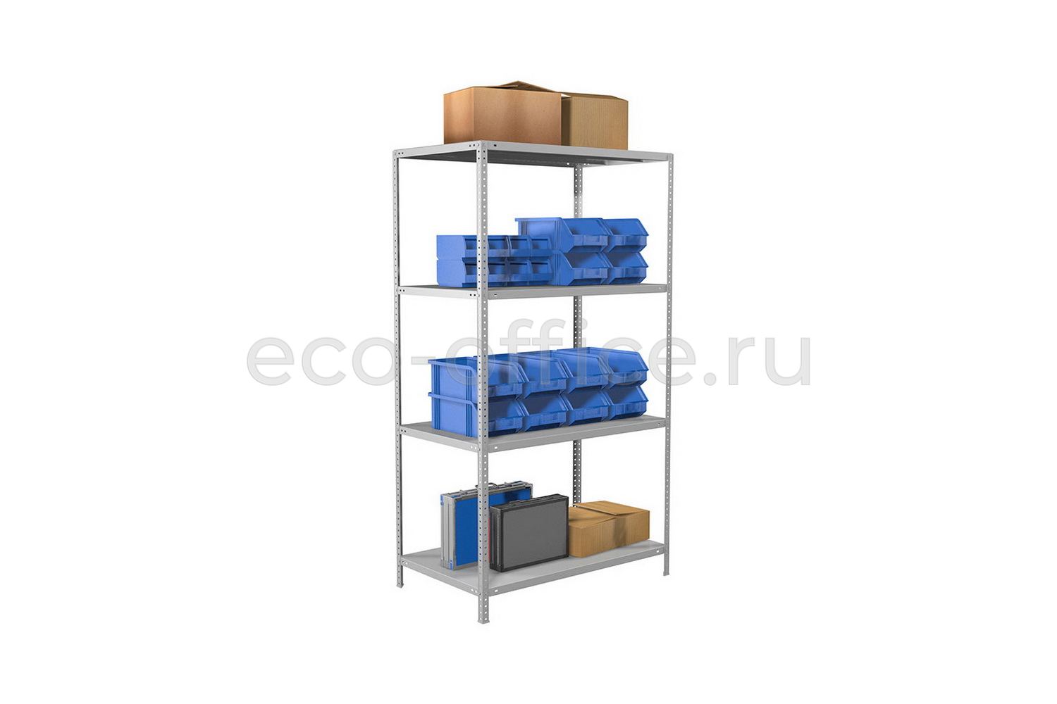 Стеллаж металлический (4 полки) MS STANDART 185/100X60/4 Серый RAL 7038  стоимость