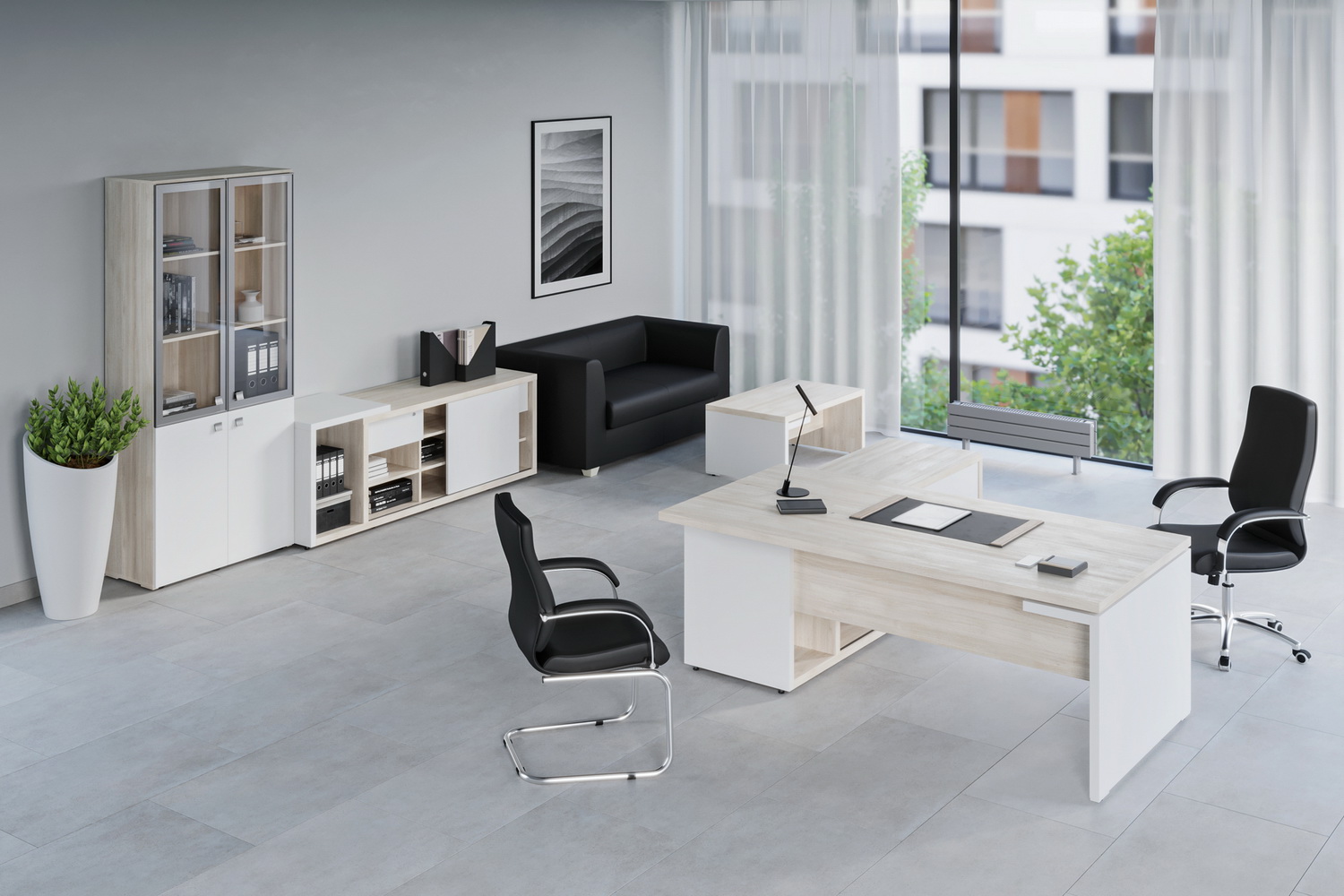 кабинет руководителя zion дуб шамони светлый фото