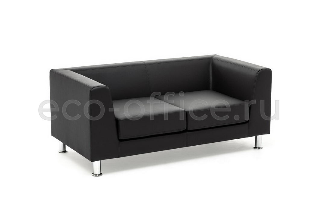 Двухместный диван EVA 2 Dakota black Dollaro 501 black Чёрная кожа  стоимость