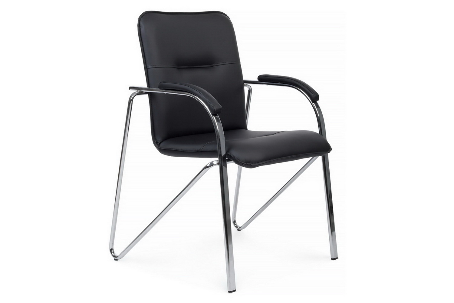 конференц-кресло rv chair самба на гальванических опорах smb-01h чёрная экокожа фото