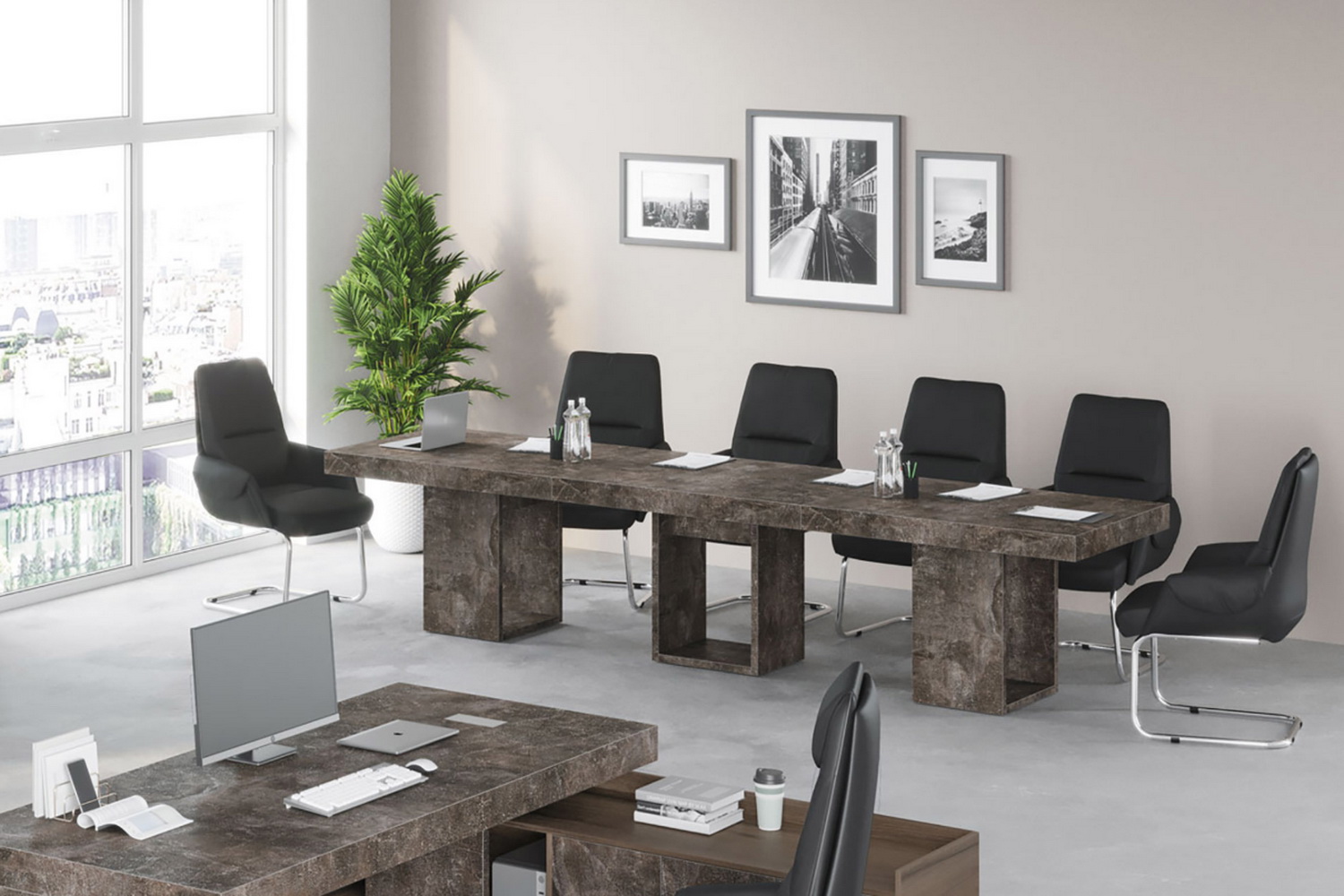 столы для переговоров b-tone дуб урбан / бетон тёмный фото