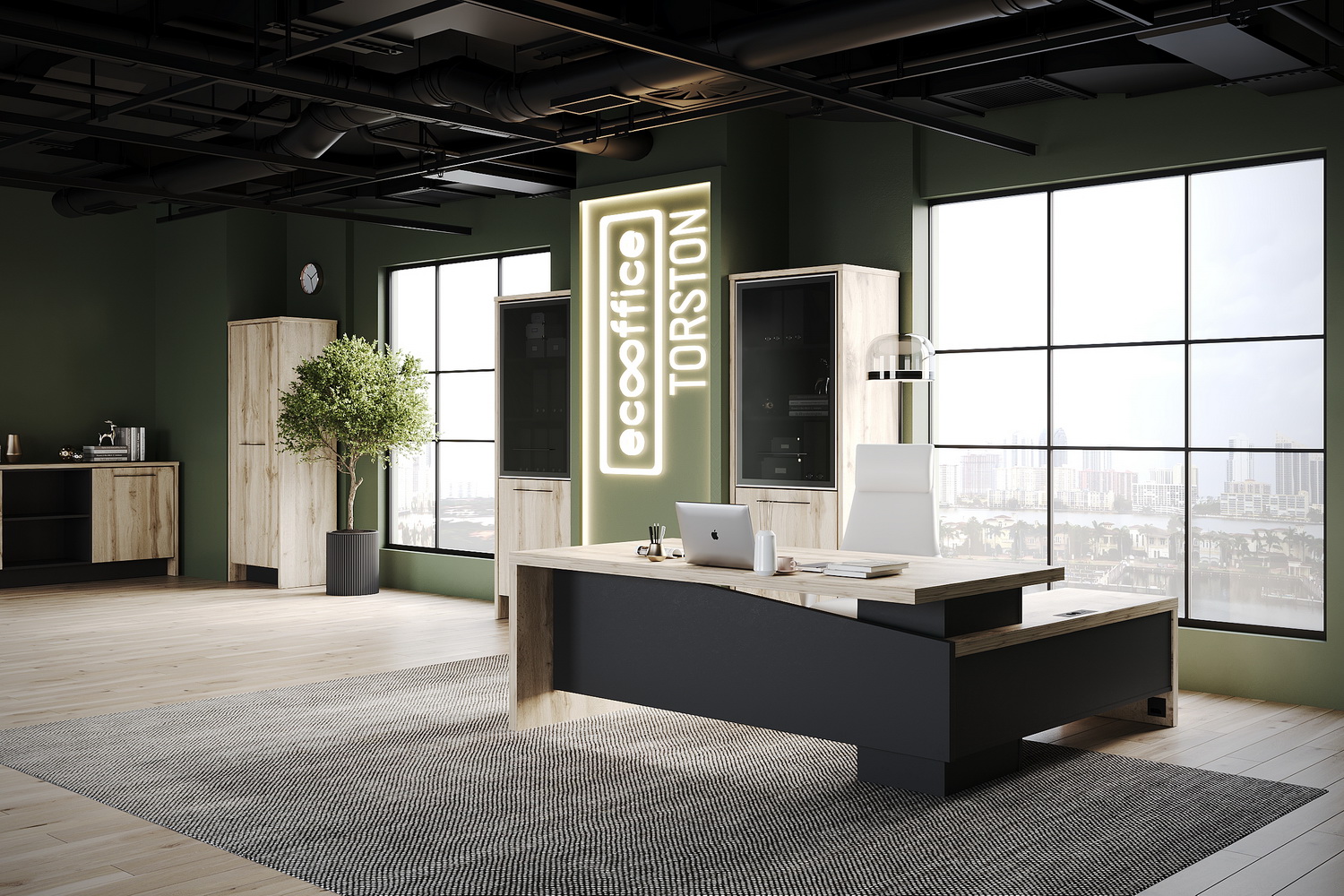 Кабинет руководителя ТОРСТОН Дуб Вотан / Антрацит  стоимость