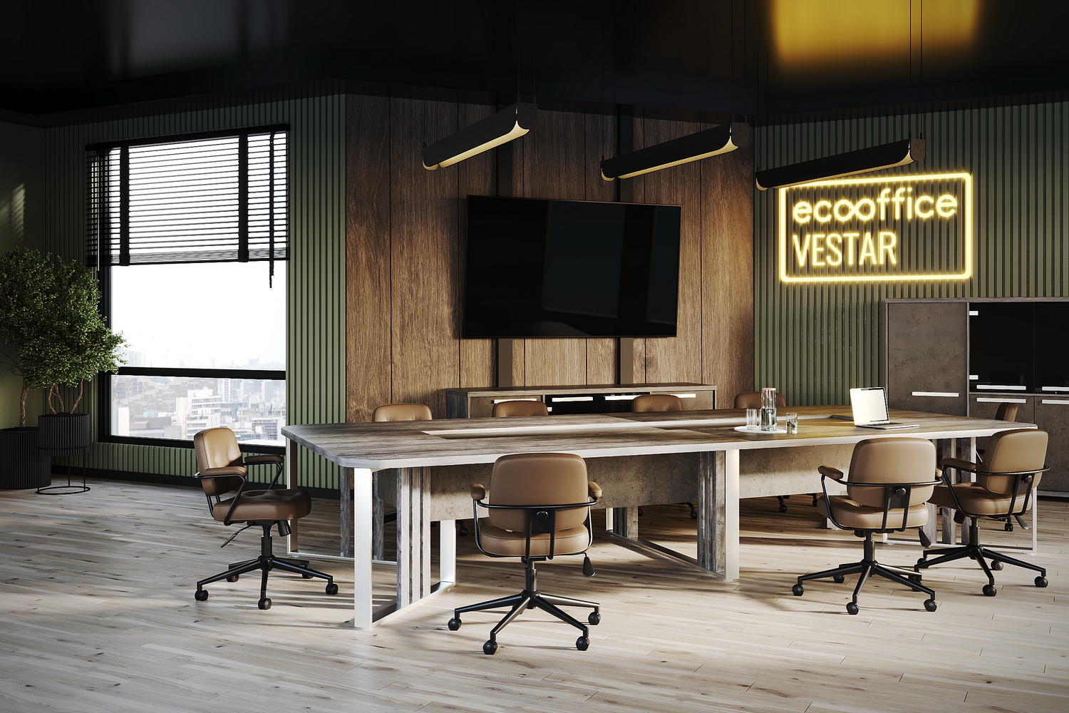 Столы для переговоров VESTAR Сосна Пасадена / Бетон Чикаго  стоимость