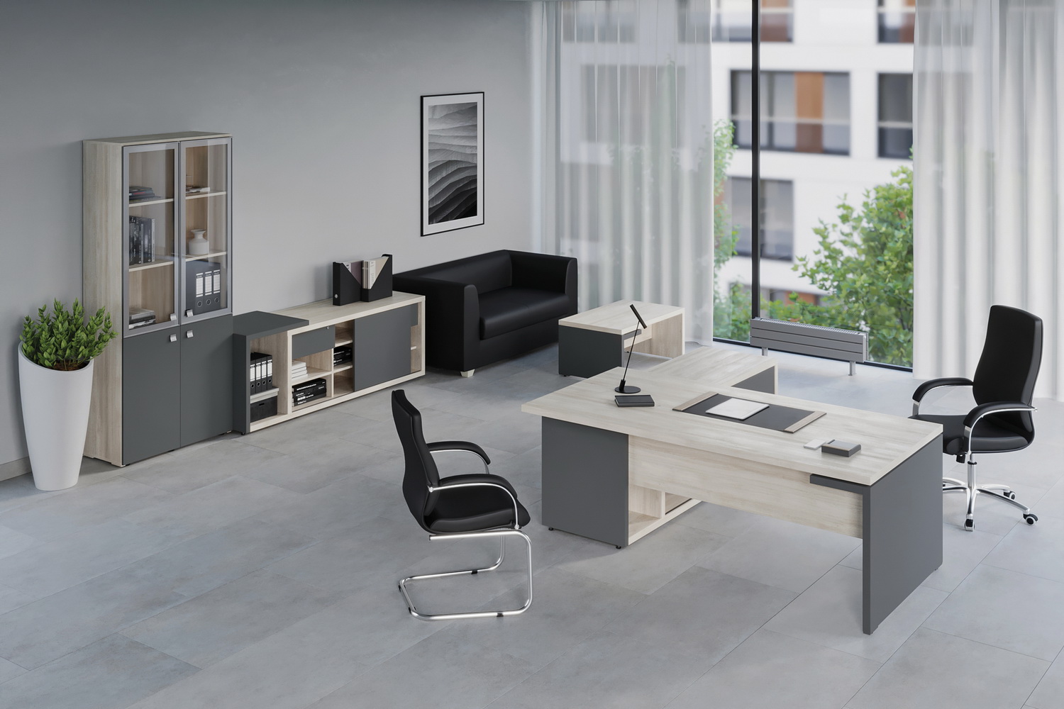 кабинет руководителя zion дуб шамони светлый фото