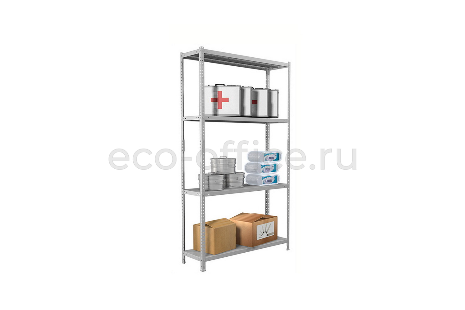 Стеллаж металлический (4 полки) MS STANDART 150KD/75X40/4 Серый RAL 7038  стоимость