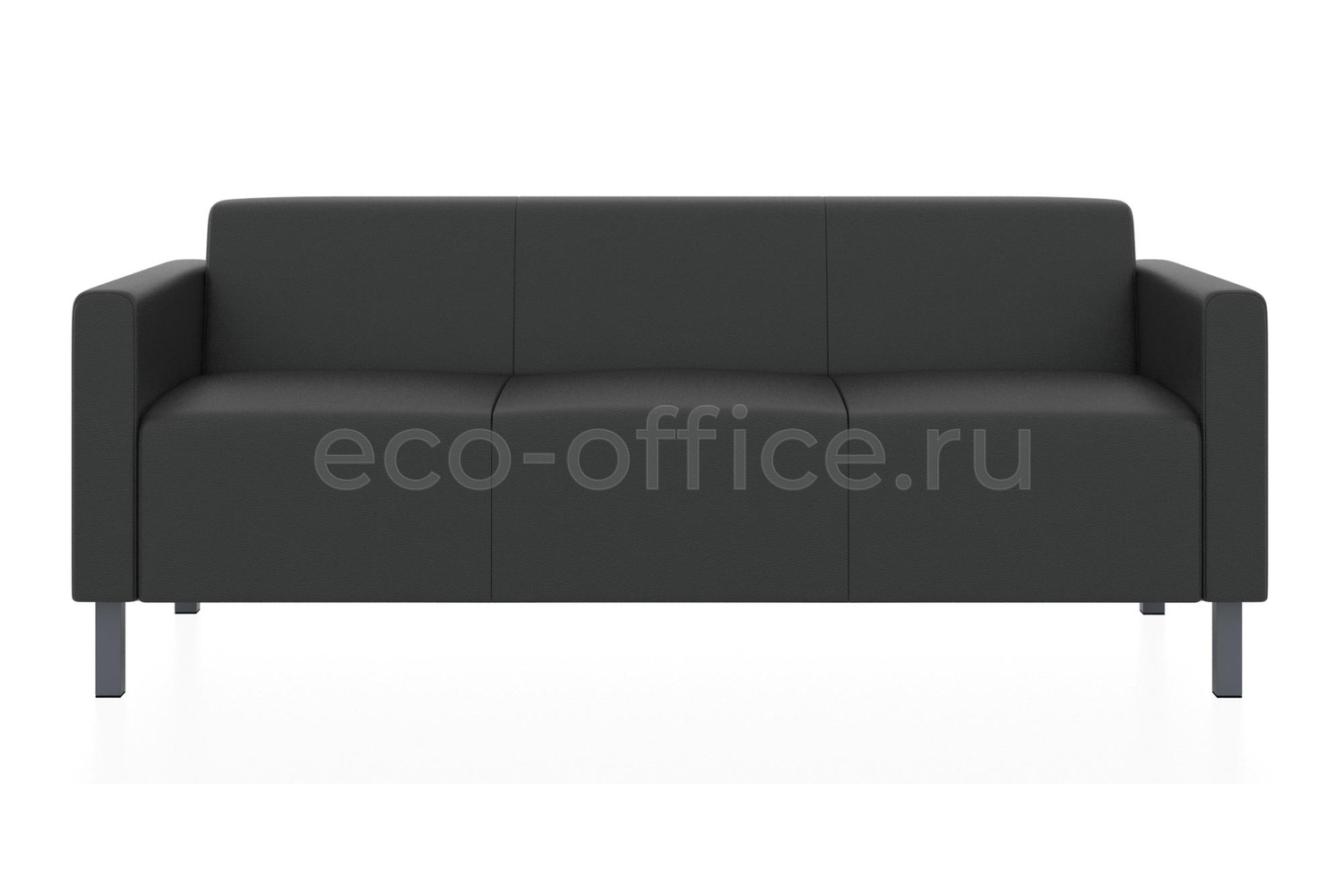 Трехместный диван ЕВРО экокожа Euroline 9100 Чёрный купить в Москве