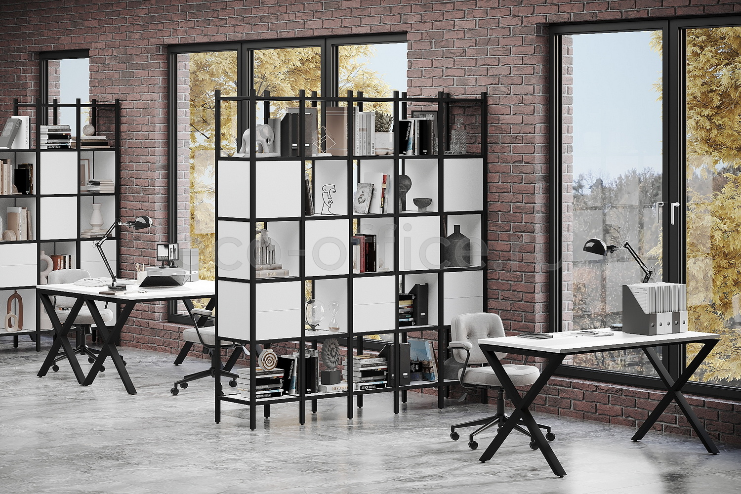 Стеллаж наборный LOFT Белый Бриллиант / Чёрный металл  стоимость