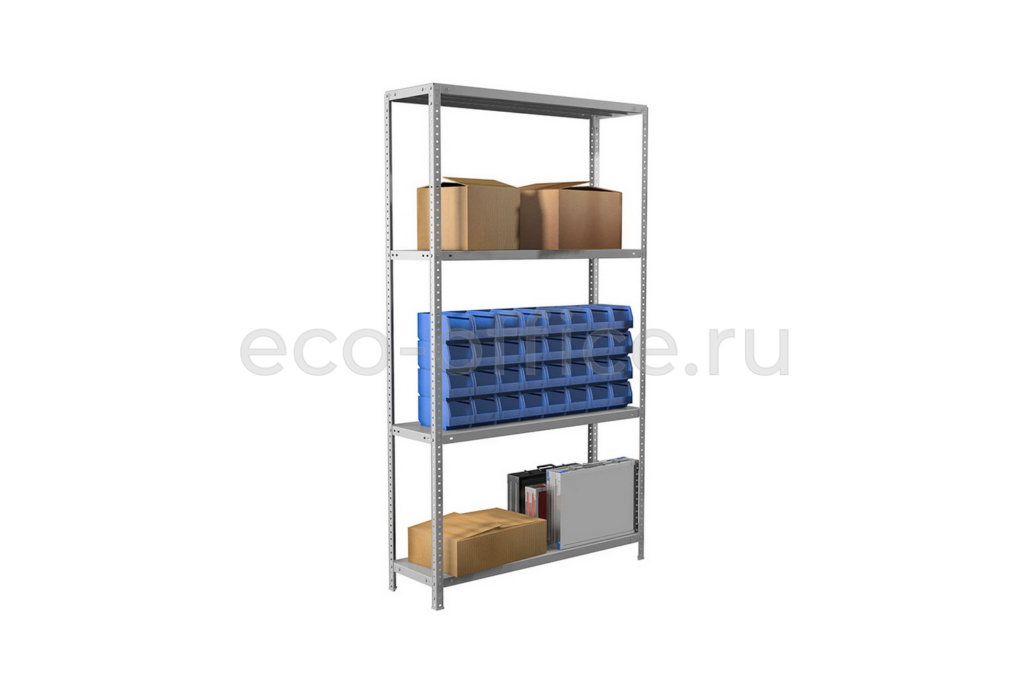 Стеллаж металлический (4 полки) MS STANDART 185/100X30/4 Серый RAL 7038  стоимость