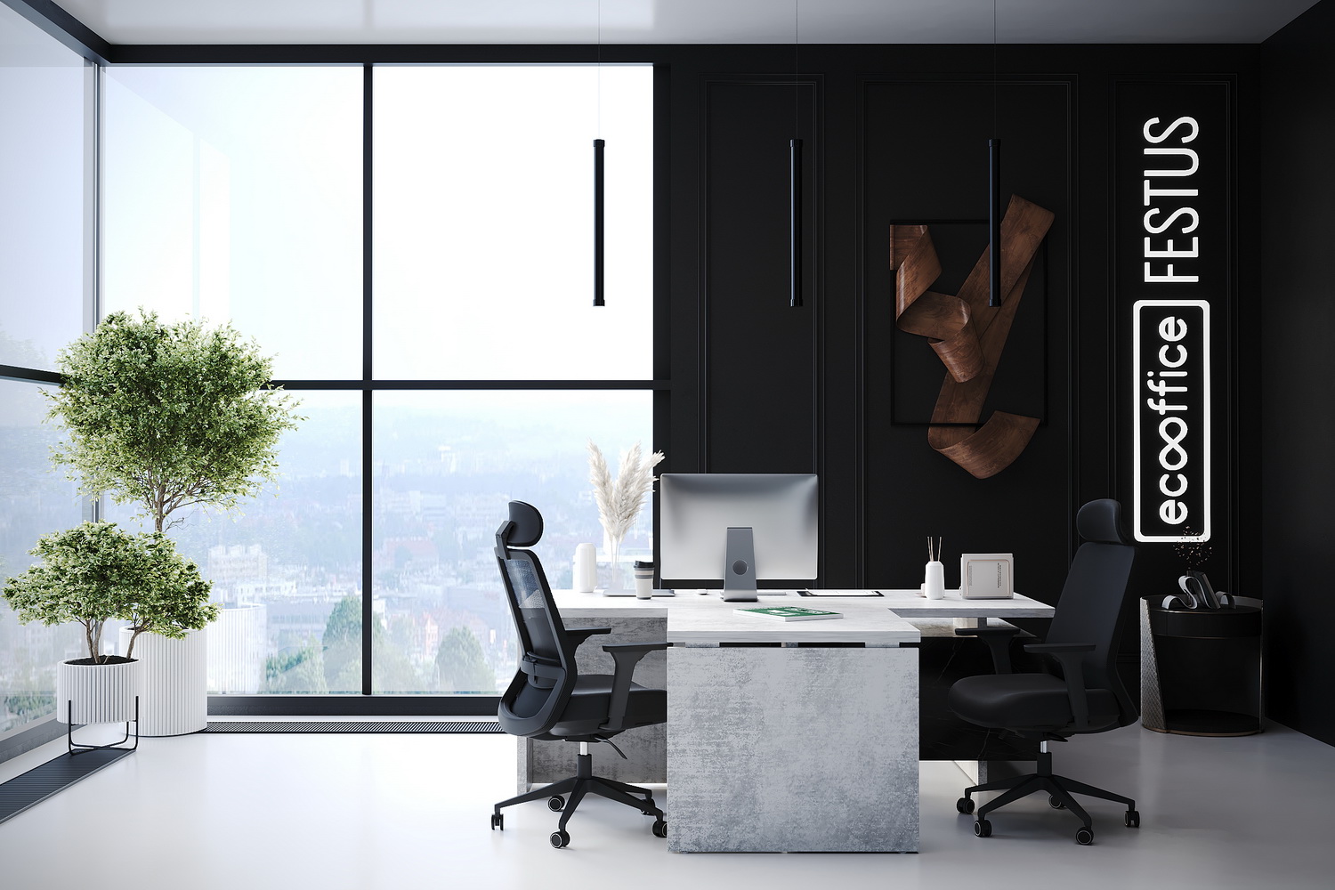 Кабинет руководителя FESTUS Хромикс Белый / Камень Пьетра Гриджиа черный  стоимость