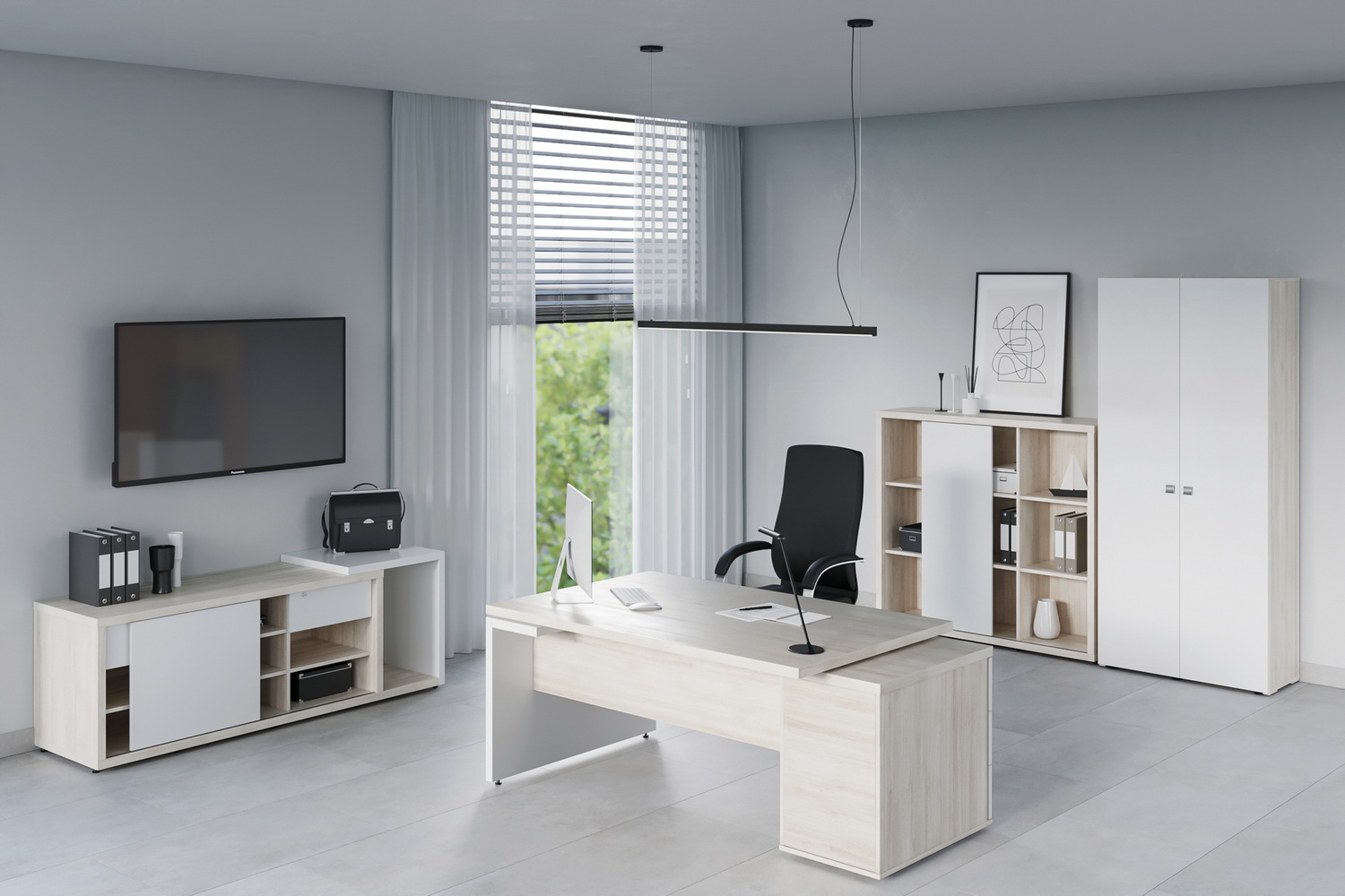 кабинет руководителя zion дуб шамони светлый фото