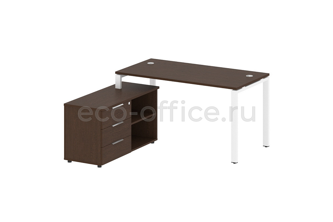 Рабочая станция с опорной тумбой METAL SYSTEM STYLE БП.РС-СТС-2.3 (L) Венге Цаво / Белый металл  стоимость