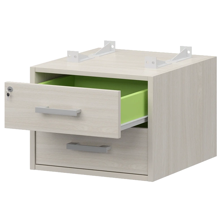 тумба подвесная для столов на м/каркасе гл.600 мм protech амт2-02ц.60 ясень шимо/белый фото