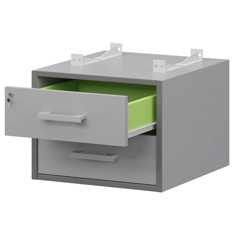 тумба подвесная для столов на м/каркасе гл.600 мм protech амт2-02ц.60 серый/белый фото