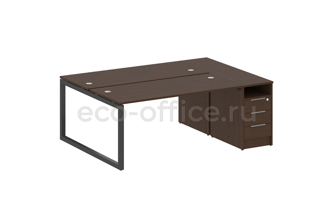 Рабочая станция с опорной тумбой METAL SYSTEM QUATTRO 5x5 50БО.РС-СТП-2.4 Венге Цаво / Антрацит металл  стоимость