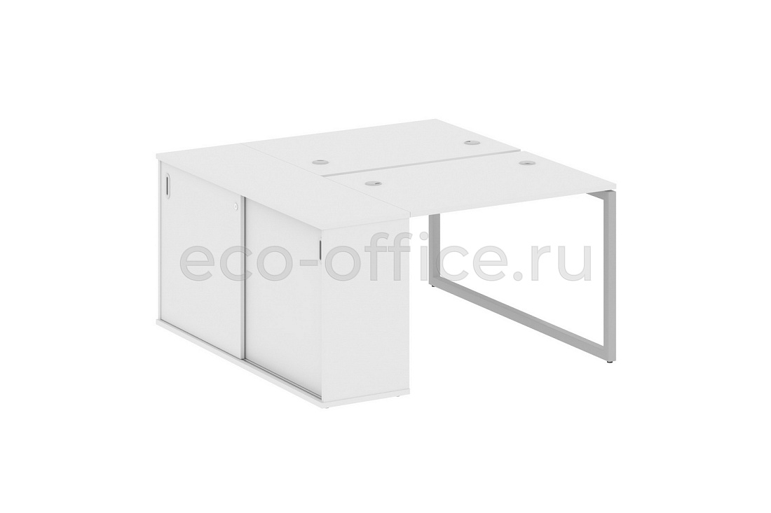 Рабочая станция с опорным шкафом-купе METAL SYSTEM QUATTRO 4x4 40БО.РС-СШК-1.1 Белый / Серый металл  стоимость