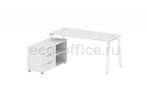 Рабочая станция с опорной тумбой METAL SYSTEM STYLE БА.РС-СТС-2.4 (L) Белый / Белый металл фото