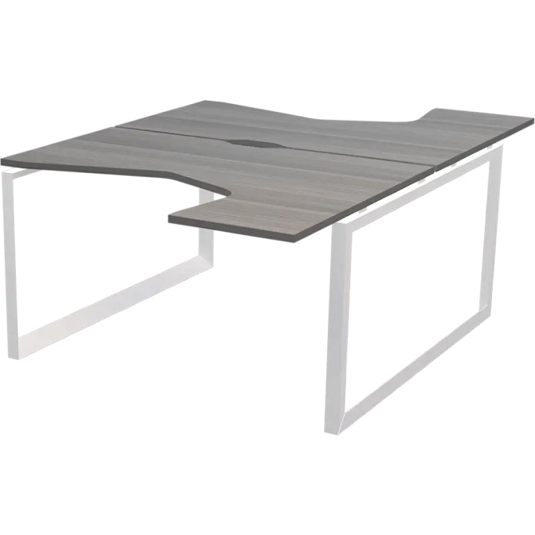 бенч эргономичный на 2 рабочих места на металлокаркасе protech нтмп.о.б2-060 лиственница/белый фото