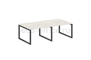 Стол переговорный (2 столешницы) METAL SYSTEM QUATTRO 5x5 50БО.ПРГ-2.2 Дуб Наварра / Антрацит металл фото