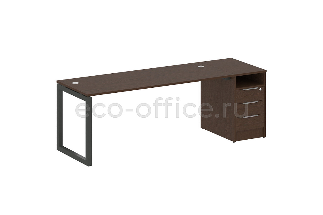Рабочая станция с опорной тумбой METAL SYSTEM QUATTRO 5x5 50БО.РС-СТП-1.5 Венге Цаво / Антрацит металл  стоимость