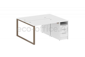 Рабочая станция с опорной тумбой METAL SYSTEM STYLE БО.РС-СТП-2.2 Белый / Мокко металл фото