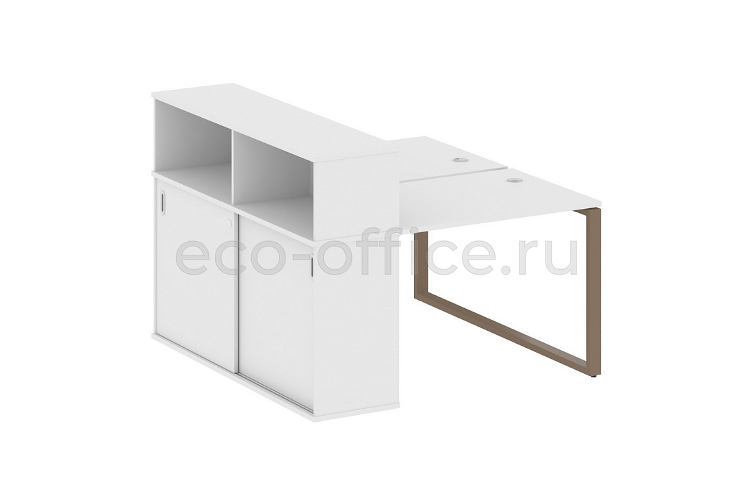 Рабочая станция с опорным шкафом-купе METAL SYSTEM STYLE БО.РС-СШК-2.1 Белый / Мокко металл  стоимость