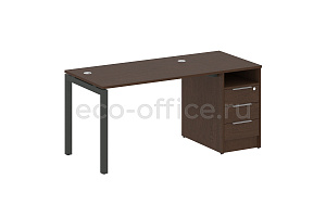 Рабочая станция с опорной тумбой METAL SYSTEM QUATTRO 5x5 50БП.РС-СТП-1.2 Венге Цаво / Антрацит металл фото