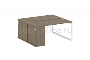 Рабочая станция с опорным шкафом-купе METAL SYSTEM QUATTRO 5x5 50БО.РС-СШК-1.2 Вяз Благородный / Белый металл фото