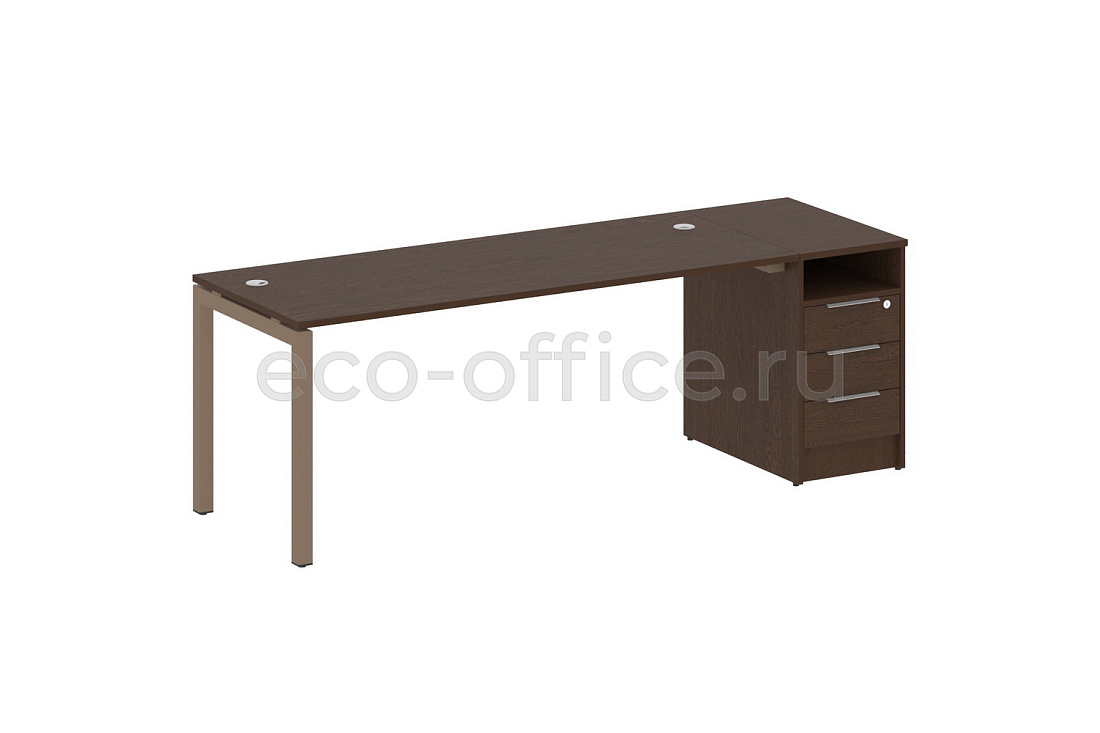 Рабочая станция с опорной тумбой METAL SYSTEM QUATTRO 5x5 50БП.РС-СТП-1.5 Венге Цаво / Мокко металл купить в Москве