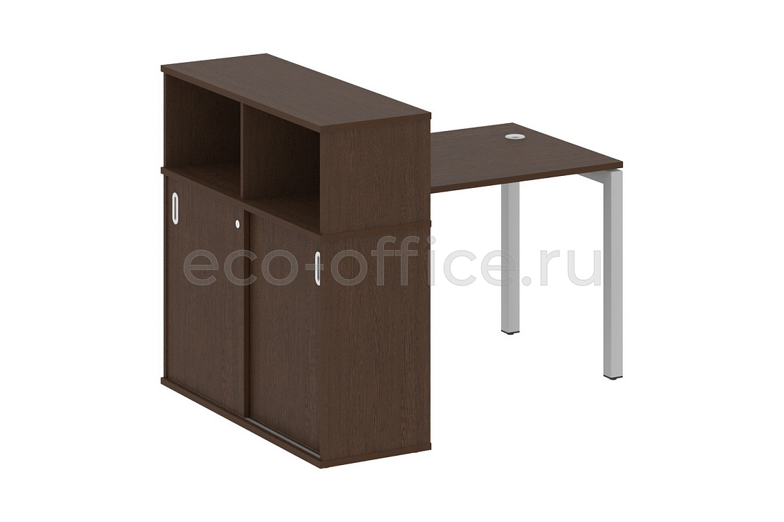 Стол письменный с опорным шкафом-купе METAL SYSTEM QUATTRO 5x5 50БП.РС-СШК-3.1 Венге Цаво / Серый металл купить в Москве