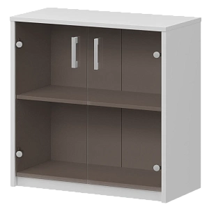 Стеллаж низкий с тонированным стеклом Protech А-302/А-стл302тон Белый фото