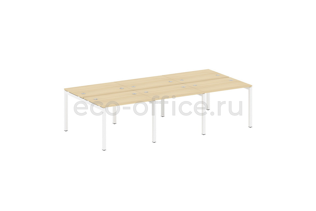 Рабочая станция на 6 рабочих мест METAL SYSTEM QUATTRO 5x5 50БП.СМ-6.1 Акация Лорка / Белый металл  стоимость