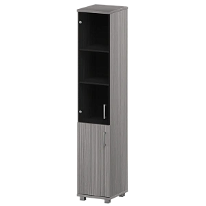 Стеллаж высокий узкий закрытый с стеклянным фасадом Protech "НТ-540;НТ-600;НТ-601стл" Лиственница фото