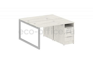 Рабочая станция с опорной тумбой METAL SYSTEM QUATTRO 5x5 50БО.РС-СТП-2.1 Дуб Наварра / Серый металл фото