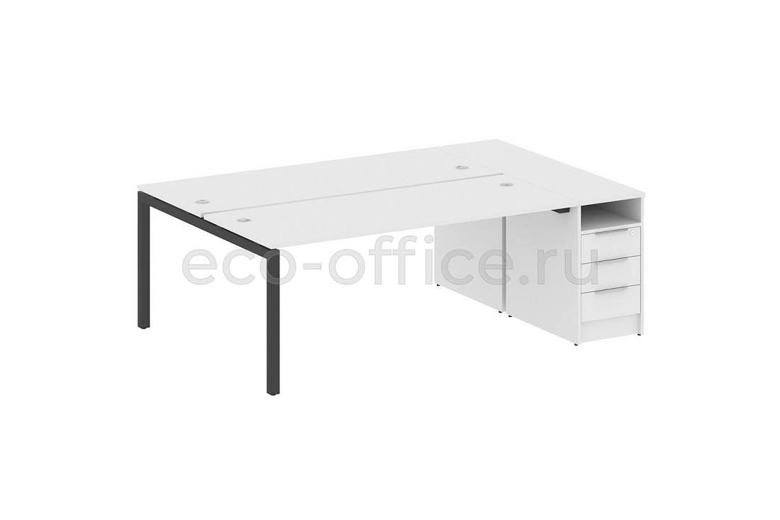 Рабочая станция с опорной тумбой METAL SYSTEM QUATTRO 5x5 50БП.РС-СТП-2.5 Белый / Антрацит металл купить в Москве