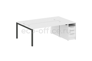 Рабочая станция с опорной тумбой METAL SYSTEM QUATTRO 5x5 50БП.РС-СТП-2.5 Белый / Антрацит металл фото
