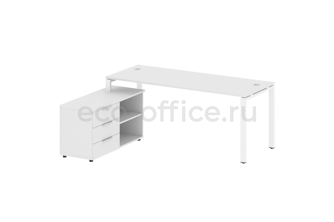 Рабочая станция с опорной тумбой METAL SYSTEM STYLE БП.РС-СТС-2.5 (L) Белый / Белый металл  стоимость