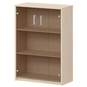 Стеллаж средний с тонированным стеклом Protech А-304/А-стл304тон Бук фото