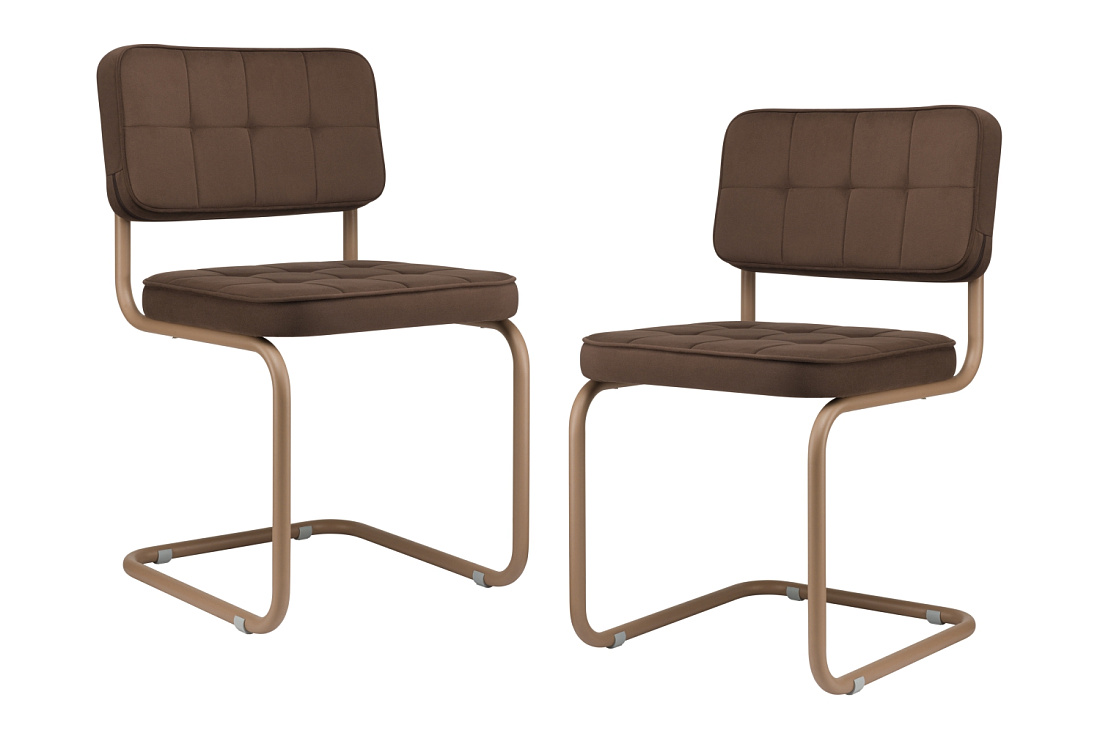 комплект конференц-кресел eco-chair colombo comfort clm-05 коричневый велюр / капучино металл фото
