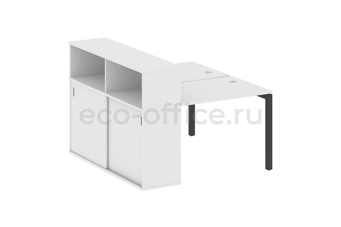 Рабочая станция с опорным шкафом-купе METAL SYSTEM QUATTRO 5x5 50БП.РС-СШК-2.1 Белый / Антрацит металл купить в Москве