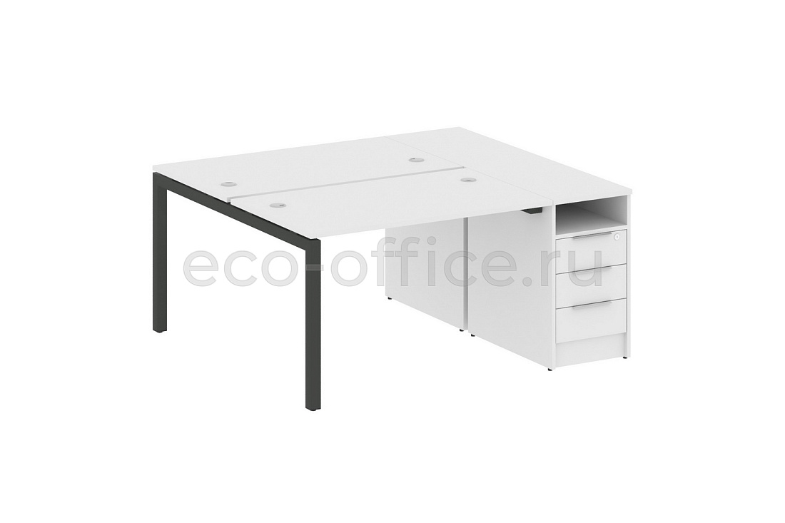 Рабочая станция с опорной тумбой METAL SYSTEM QUATTRO 5x5 50БП.РС-СТП-2.2 Белый / Антрацит металл купить в Москве