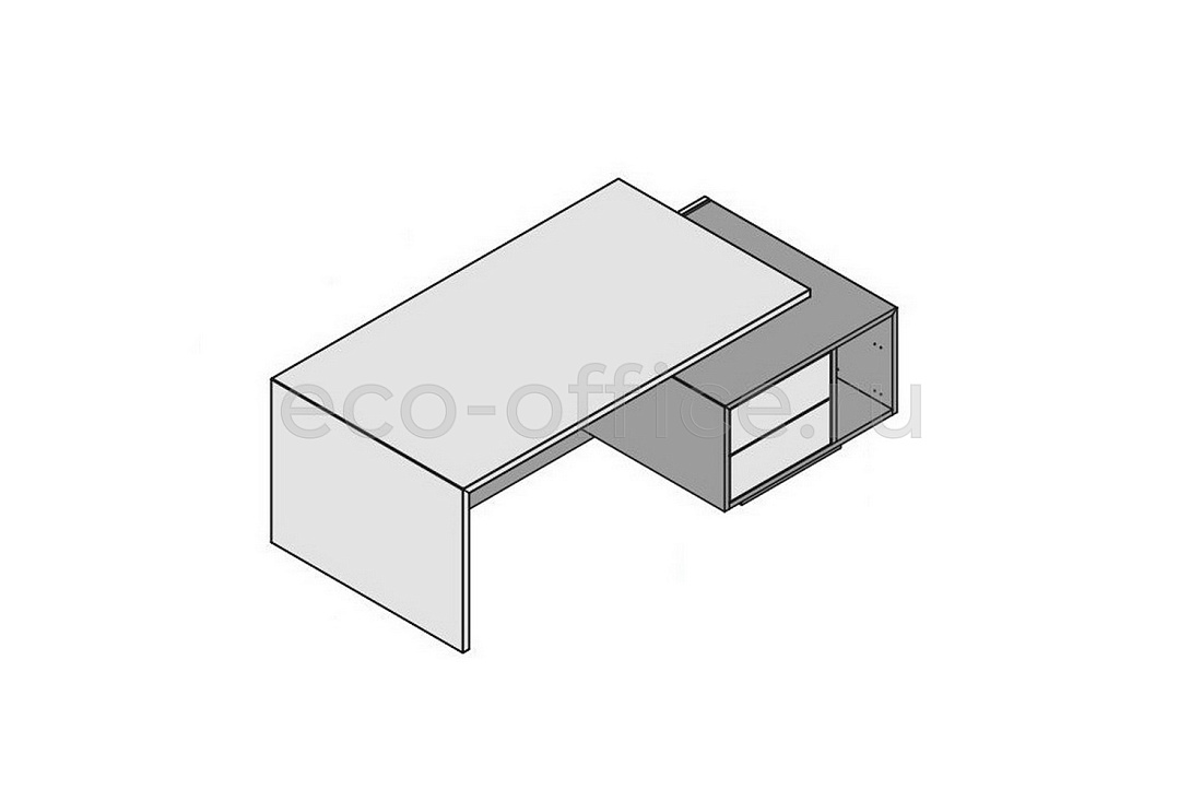 Стол правосторонний с тумбой и отсеком для процессора (шпон) ELITE 174169 Modern Elm / Black (Cod.51)  стоимость